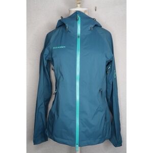 Mammut Hooded Softshell Jacket Women's XS Blue Full Zip Hiking Rain 1010-19130